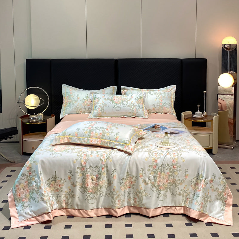 HKM-273299 Cool Washed Ice Silk Summer Blanket Set with Sheets and Pillowcases - Two Sizes Available