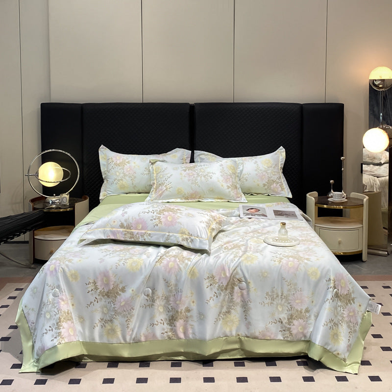 HKM-273299 Cool Washed Ice Silk Summer Blanket Set with Sheets and Pillowcases - Two Sizes Available