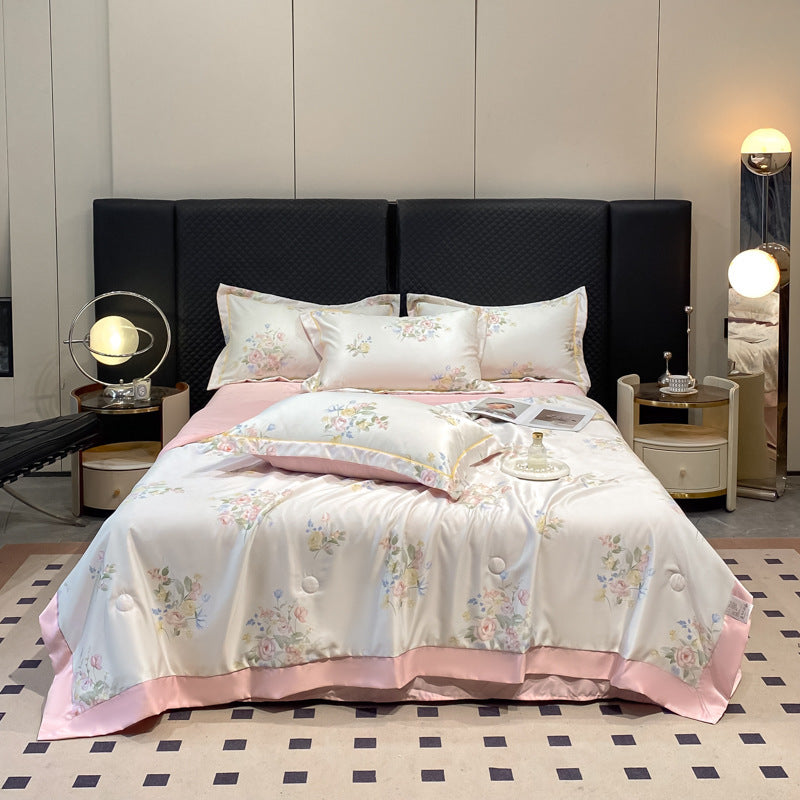 HKM-273299 Cool Washed Ice Silk Summer Blanket Set with Sheets and Pillowcases - Two Sizes Available