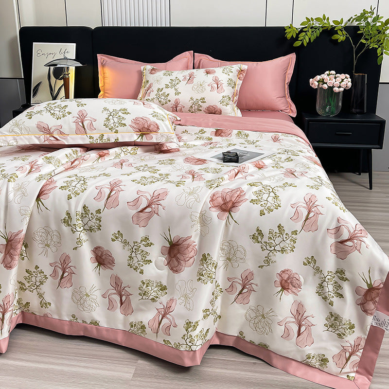 HKM-273299 Cool Washed Ice Silk Summer Blanket Set with Sheets and Pillowcases - Two Sizes Available