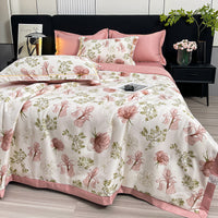 HKM-273299 Cool Washed Ice Silk Summer Blanket Set with Sheets and Pillowcases - Two Sizes Available