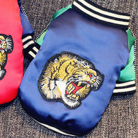 HKM-273299 Cotton Casual Pet Clothes with Tiger Head Design, Available in Blue and Red