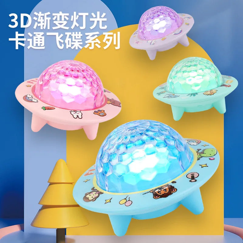 HKM-273299 Luminous 3D Cartoon Starry Sky Flying Saucer Toy for Kids, Ages 2 to 14