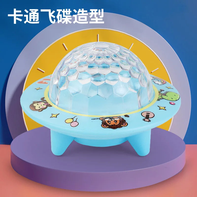 HKM-273299 Luminous 3D Cartoon Starry Sky Flying Saucer Toy for Kids, Ages 2 to 14