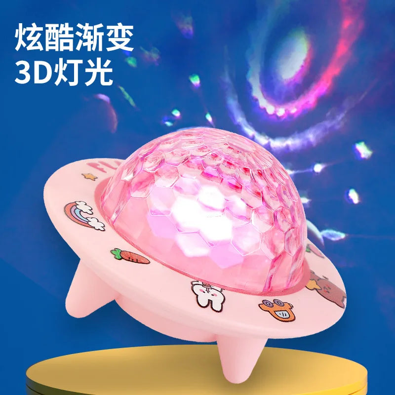 HKM-273299 Luminous 3D Cartoon Starry Sky Flying Saucer Toy for Kids, Ages 2 to 14