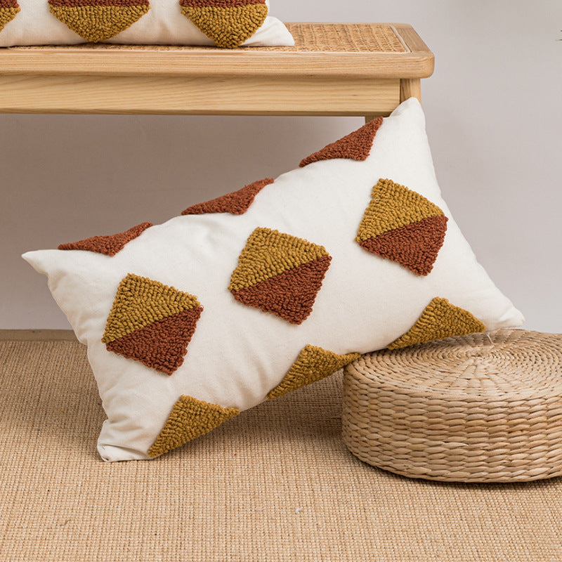 HKM-273427 Geometric Tufted Loop Pillowcase for Living Room and Bedroom - Soft Velvet Cushion 45x45cm or 30x50cm