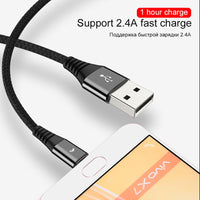 HKM-273491 Durable Nylon Braided Fast Charging Data Cable for Apple, Android, and Type-C Devices - 30 cm Length