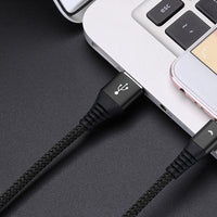 HKM-273491 Durable Nylon Braided Fast Charging Data Cable for Apple, Android, and Type-C Devices - 30 cm Length