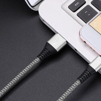 HKM-273491 Durable Nylon Braided Fast Charging Data Cable for Apple, Android, and Type-C Devices - 30 cm Length