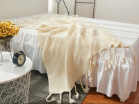 HKM-273619 Knitted Tassel Sofa Blanket - Polyester Fiber, 130x170cm & 150x200cm Options