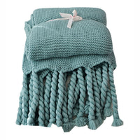 HKM-273619 Knitted Tassel Sofa Blanket - Polyester Fiber, 130x170cm & 150x200cm Options