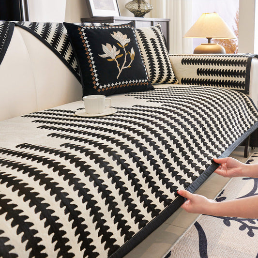 HKM-273619 Universal Chenille Striped Sofa and Pillow Covers in Multiple Colors and Sizes