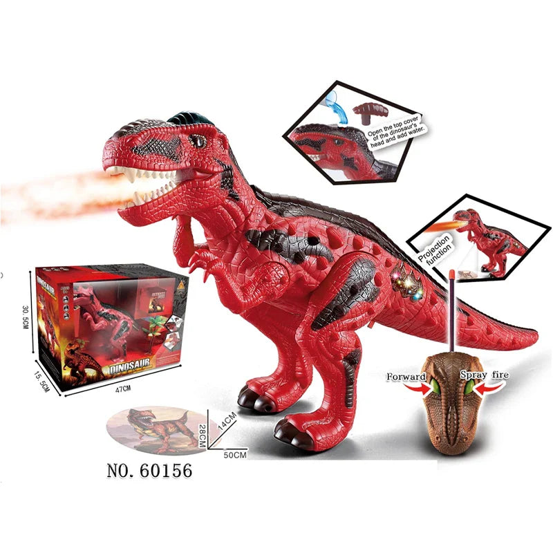 HKM-273875 Remote Control Fire-Breathing Walking Dinosaur with Sound and Light Effects for Kids