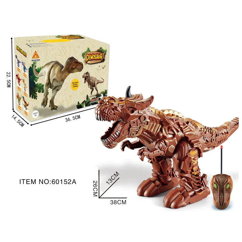 HKM-273875 Remote Control Fire-Breathing Walking Dinosaur with Sound and Light Effects for Kids