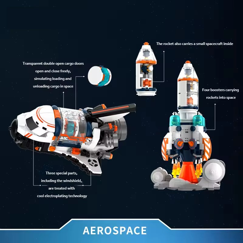 Cute Cyber Astronaut Rocket Building Block Set - 50 Pieces for Space Exploration Fun, Ages 2 and Up