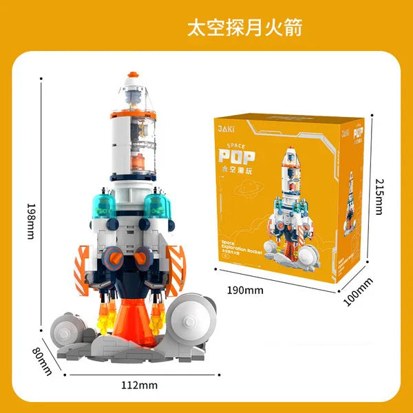 Cute Cyber Astronaut Rocket Building Block Set - 50 Pieces for Space Exploration Fun, Ages 2 and Up