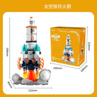 HKM-273939 Cute Cyber Astronaut Rocket Building Block Set - 50 Pieces for Space Exploration Fun, Ages 2 and Up