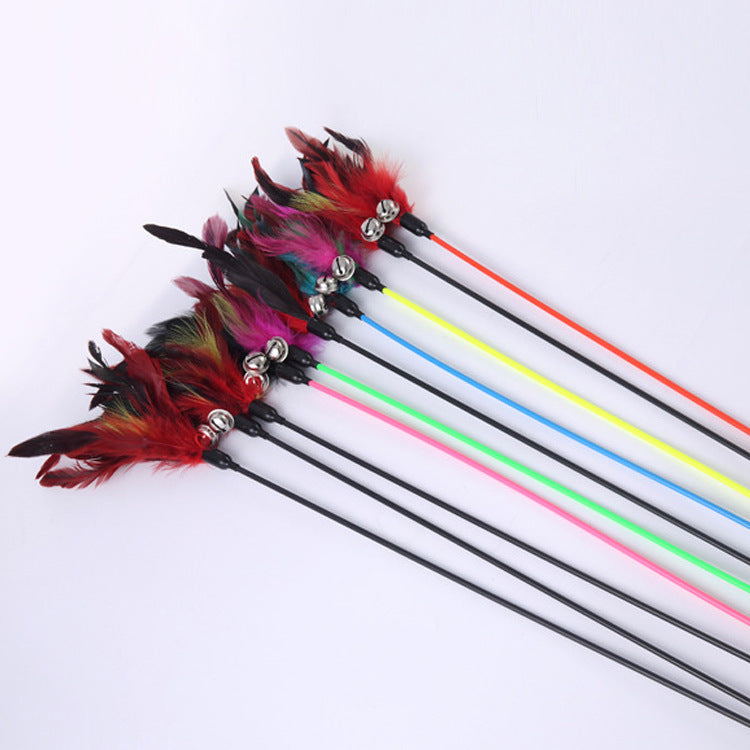 HKM-273939 Large Feather Cat Teaser Stick, 60 cm, Soft Fur, Black Taper