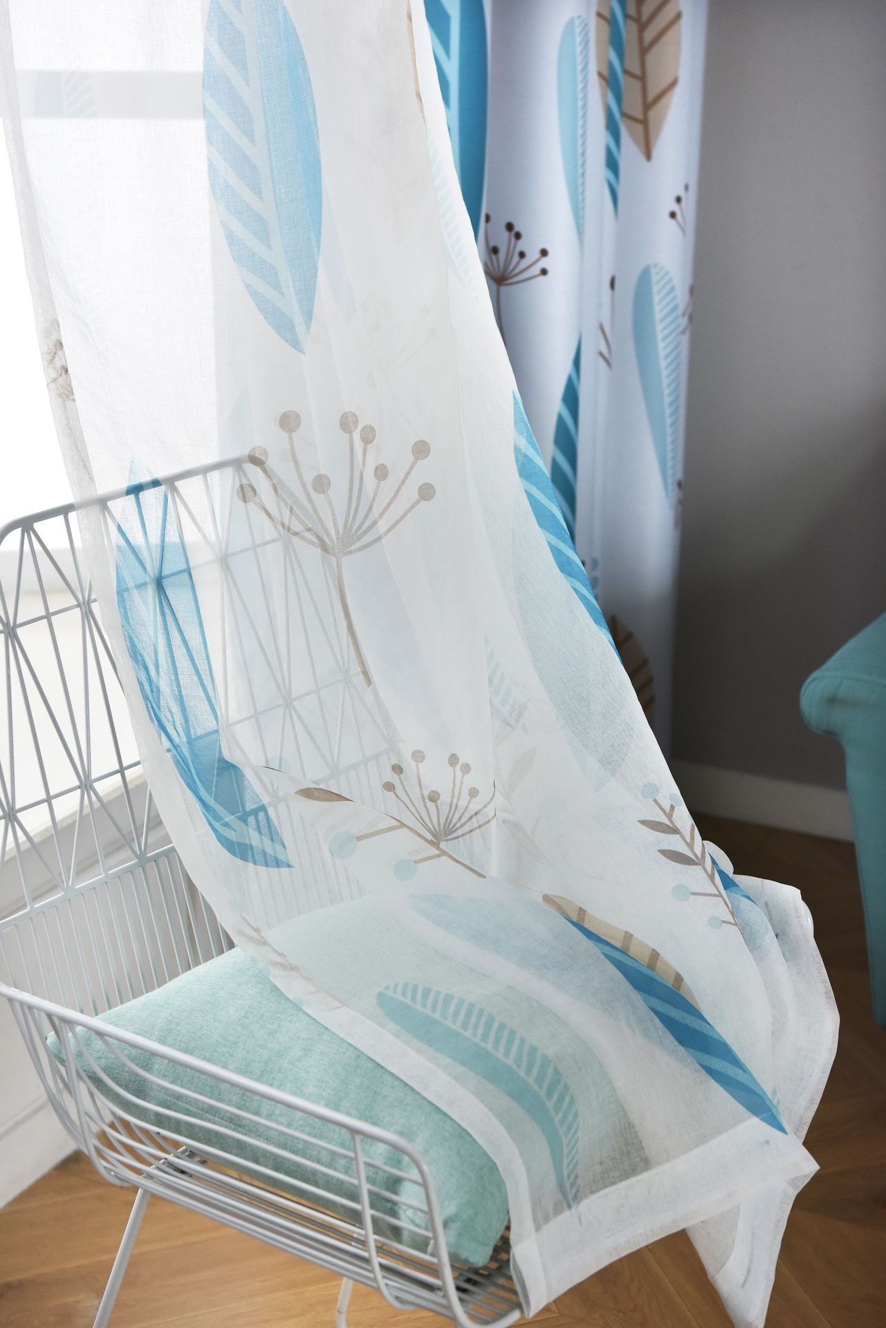 HKM-274003 Nordic Leaf Pattern Shading Curtains for Bedroom and Living Room, High Shading Polyester Fabric