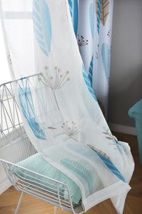 HKM-274003 Nordic Leaf Pattern Shading Curtains for Bedroom and Living Room, High Shading Polyester Fabric