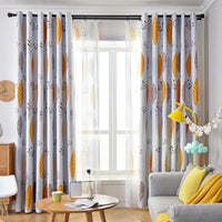 HKM-274003 Nordic Leaf Pattern Shading Curtains for Bedroom and Living Room, High Shading Polyester Fabric