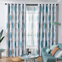 HKM-274003 Nordic Leaf Pattern Shading Curtains for Bedroom and Living Room, High Shading Polyester Fabric