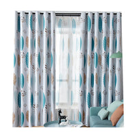 HKM-274003 Nordic Leaf Pattern Shading Curtains for Bedroom and Living Room, High Shading Polyester Fabric