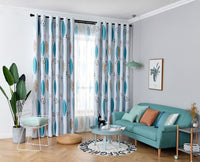 HKM-274003 Nordic Leaf Pattern Shading Curtains for Bedroom and Living Room, High Shading Polyester Fabric