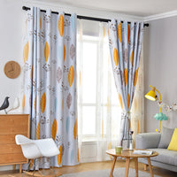 HKM-274003 Nordic Leaf Pattern Shading Curtains for Bedroom and Living Room, High Shading Polyester Fabric