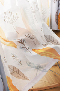 HKM-274003 Nordic Leaf Pattern Shading Curtains for Bedroom and Living Room, High Shading Polyester Fabric