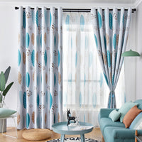 HKM-274003 Nordic Leaf Pattern Shading Curtains for Bedroom and Living Room, High Shading Polyester Fabric