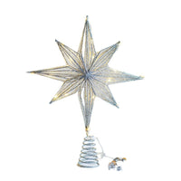 HKM-274067 Luminous Iron Star Tree Topper in Multiple Sizes: Champagne & Silver Options