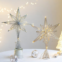 HKM-274067 Luminous Iron Star Tree Topper in Multiple Sizes: Champagne & Silver Options