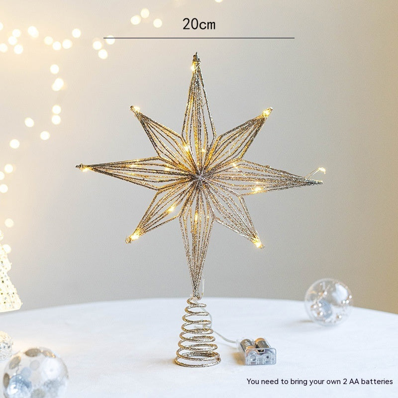 HKM-274067 Luminous Iron Star Tree Topper in Multiple Sizes: Champagne & Silver Options