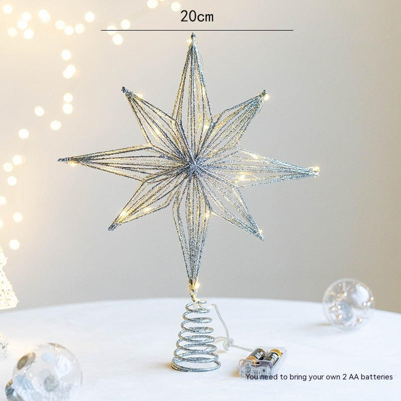HKM-274067 Luminous Iron Star Tree Topper in Multiple Sizes: Champagne & Silver Options