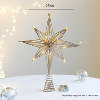 HKM-274067 Luminous Iron Star Tree Topper in Multiple Sizes: Champagne & Silver Options