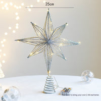 HKM-274067 Luminous Iron Star Tree Topper in Multiple Sizes: Champagne & Silver Options