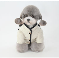 HKM-274131 Cozy Japanese Cotton Pet Coat with Sequin Bow Skirt in Beige and Black