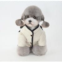HKM-274131 Cozy Japanese Cotton Pet Coat with Sequin Bow Skirt in Beige and Black