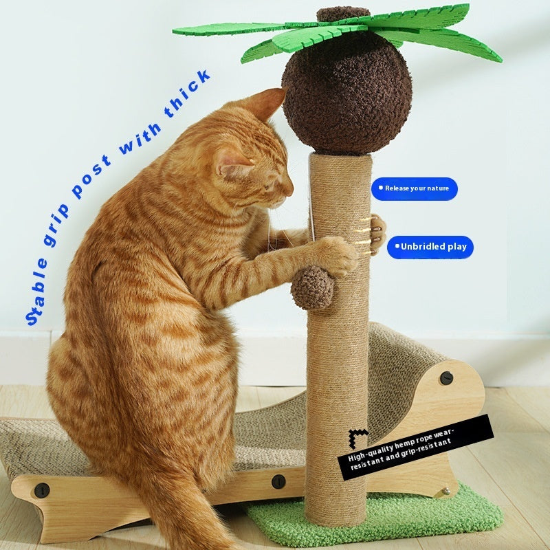 HKM-274131 Multifunctional Cat Nest Beach Chair with Scratch Board and Hemp Mat