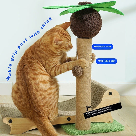 HKM-274131 Multifunctional Cat Nest Beach Chair with Scratch Board and Hemp Mat