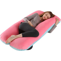 HKM-274131 U-Shaped Pregnancy Support Pillow with Removable Cotton Cover and Adjustable Fiber Filling 140x80cm