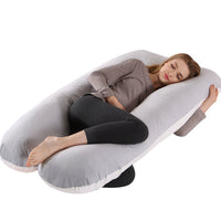HKM-274131 U-Shaped Pregnancy Support Pillow with Removable Cotton Cover and Adjustable Fiber Filling 140x80cm