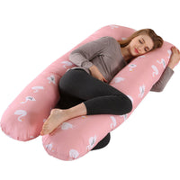 HKM-274131 U-Shaped Pregnancy Support Pillow with Removable Cotton Cover and Adjustable Fiber Filling 140x80cm
