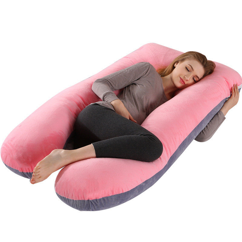 HKM-274131 U-Shaped Pregnancy Support Pillow with Removable Cotton Cover and Adjustable Fiber Filling 140x80cm