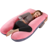 HKM-274131 U-Shaped Pregnancy Support Pillow with Removable Cotton Cover and Adjustable Fiber Filling 140x80cm