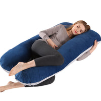HKM-274131 U-Shaped Pregnancy Support Pillow with Removable Cotton Cover and Adjustable Fiber Filling 140x80cm