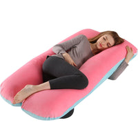 HKM-274131 U-Shaped Pregnancy Support Pillow with Removable Cotton Cover and Adjustable Fiber Filling 140x80cm
