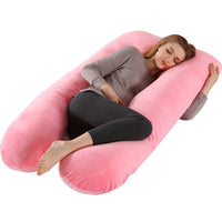 HKM-274131 U-Shaped Pregnancy Support Pillow with Removable Cotton Cover and Adjustable Fiber Filling 140x80cm
