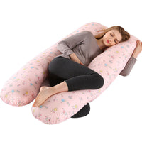 HKM-274131 U-Shaped Pregnancy Support Pillow with Removable Cotton Cover and Adjustable Fiber Filling 140x80cm